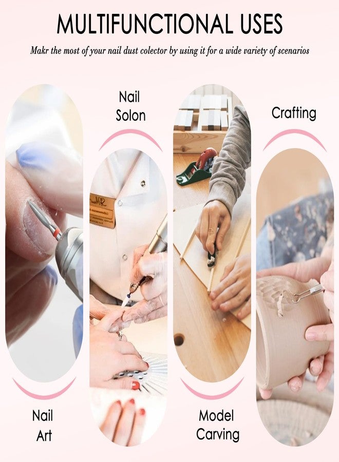 BLUETOP Pink Nail Dust Collector with Reusable Filter for Acrylic Gel Nails, 80W Power Nail Vacuum Cleaner Dust Catcher Adjustable Dust Sucker for Nails Manicure Pedicure at Home Nail Salons - Image 5